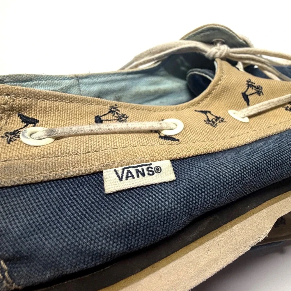 Vans Chauffeur Boat Shoes Navy Tan Canvas Mens‎ 13 Casual Beach